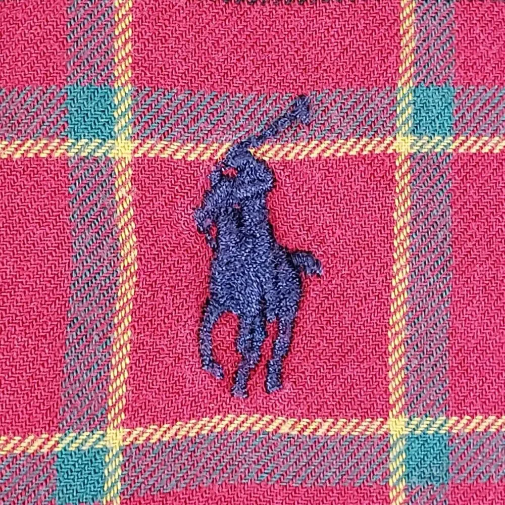 Polo Ralph Lauren Oxford Shirt Mens Medium M LS Button Down Red Plaid Blue
